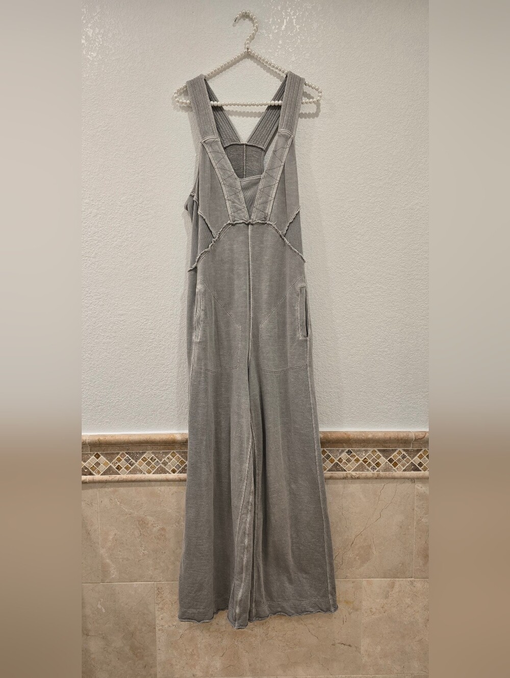 Anthropologie Daily Practice The Palmra Pull- On Cotton Jumpsuit Light Gray - Picture 4 of 9